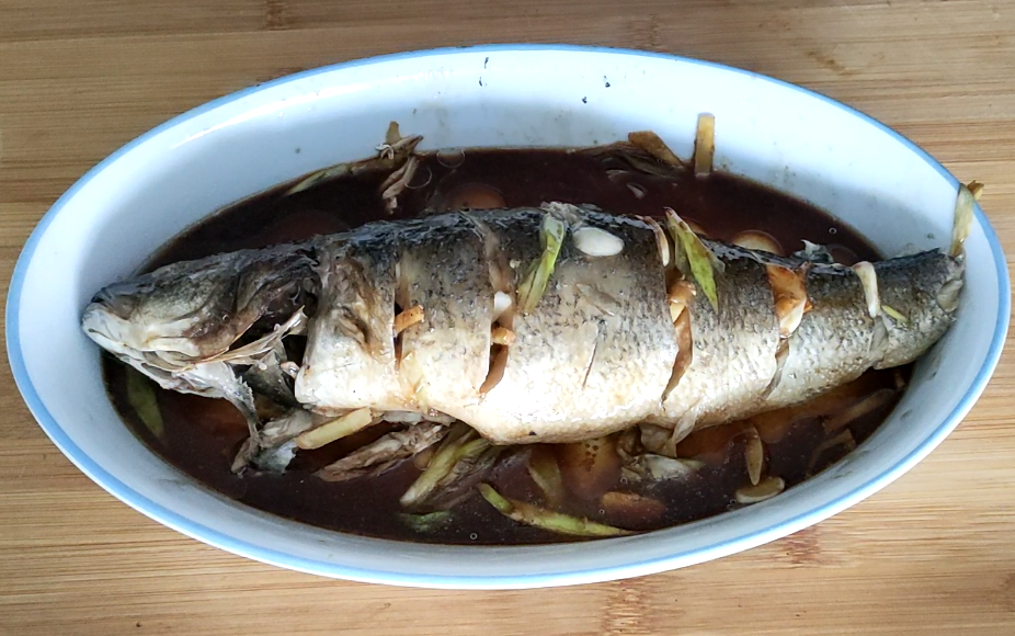 Oven baked sea bass