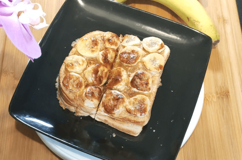 Airfried Peanut Butter Cheese and Banana Sandwich