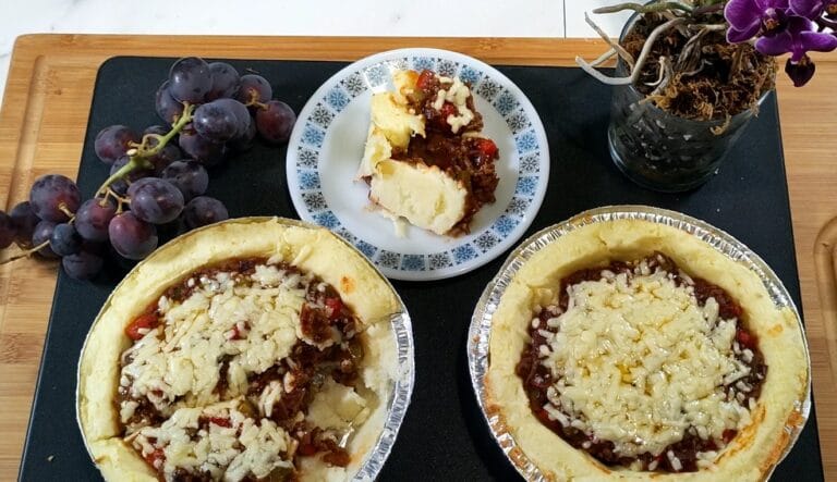 cheesy beef and potato tart